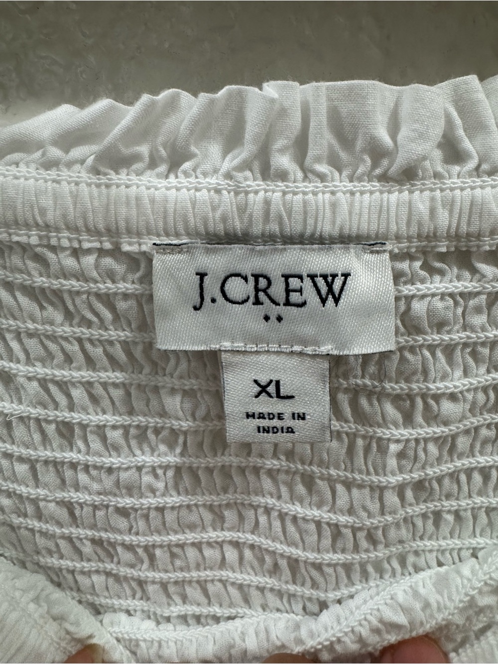 J. Crew White Smocked Top with Tie Straps - Picture 4 of 5